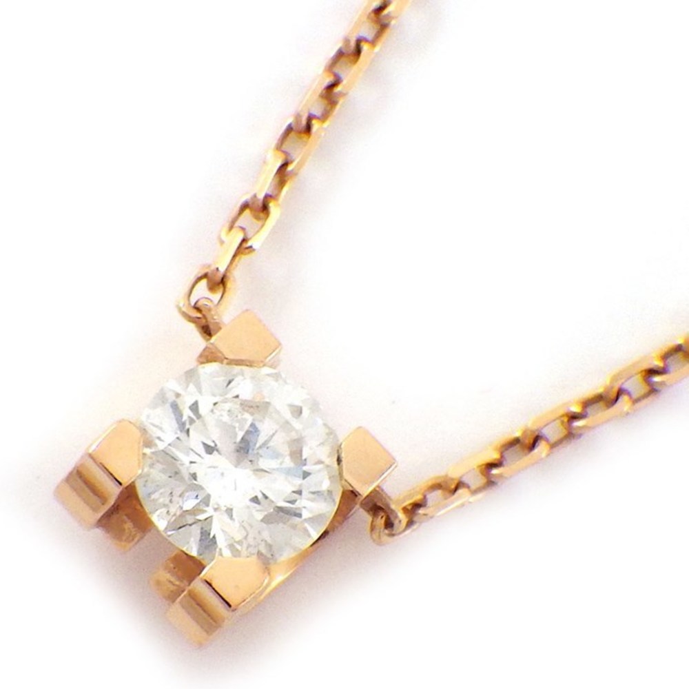 Cartier C de Setting Necklace Solitaire Diamond Pink Gold